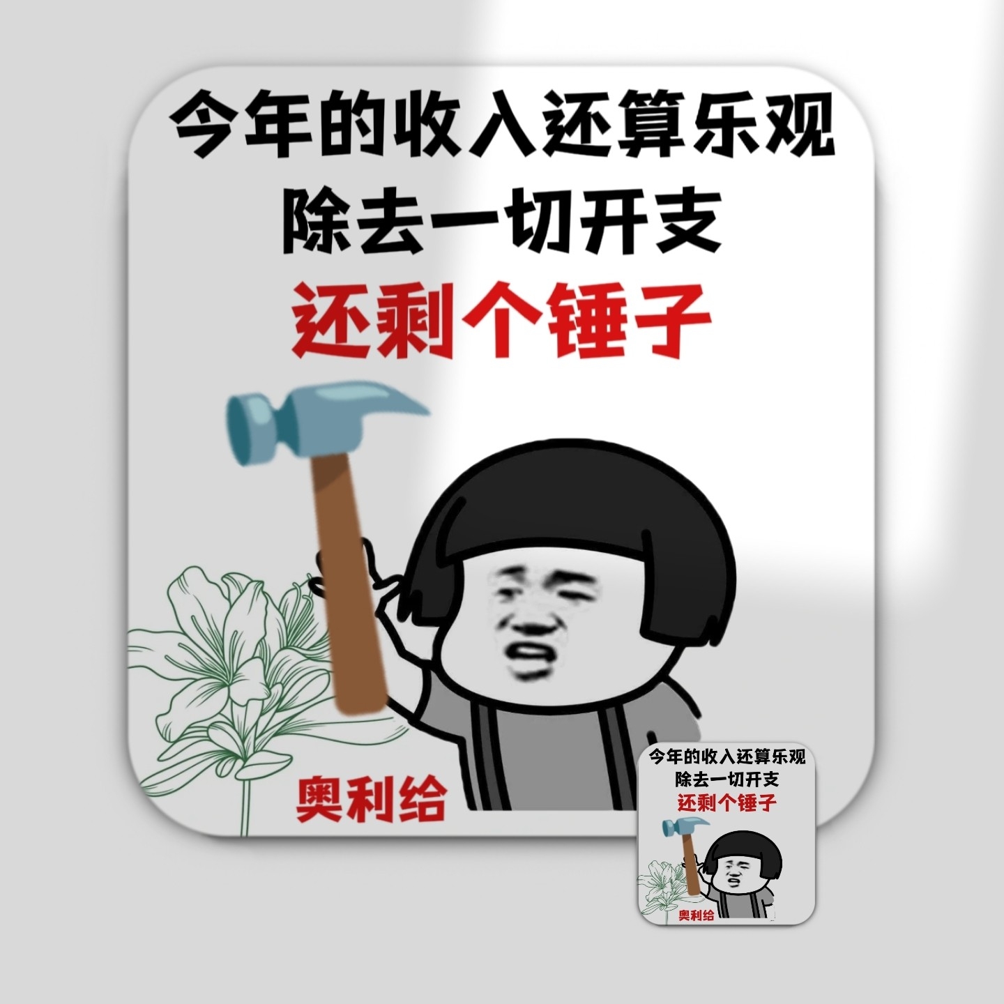 今年的收入还算乐观,除去一切开支,还剩个锤子