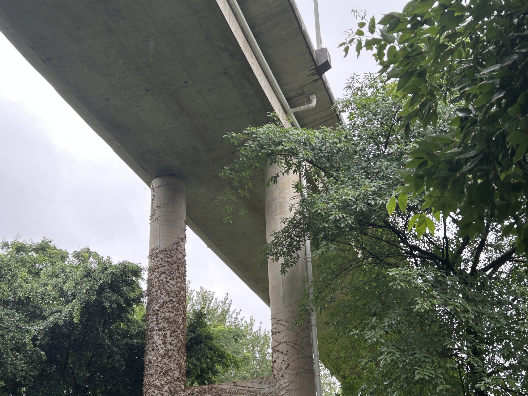 重庆巴南区大山村的一座立交桥,最上面一层为内环快速道,中间是轨道三