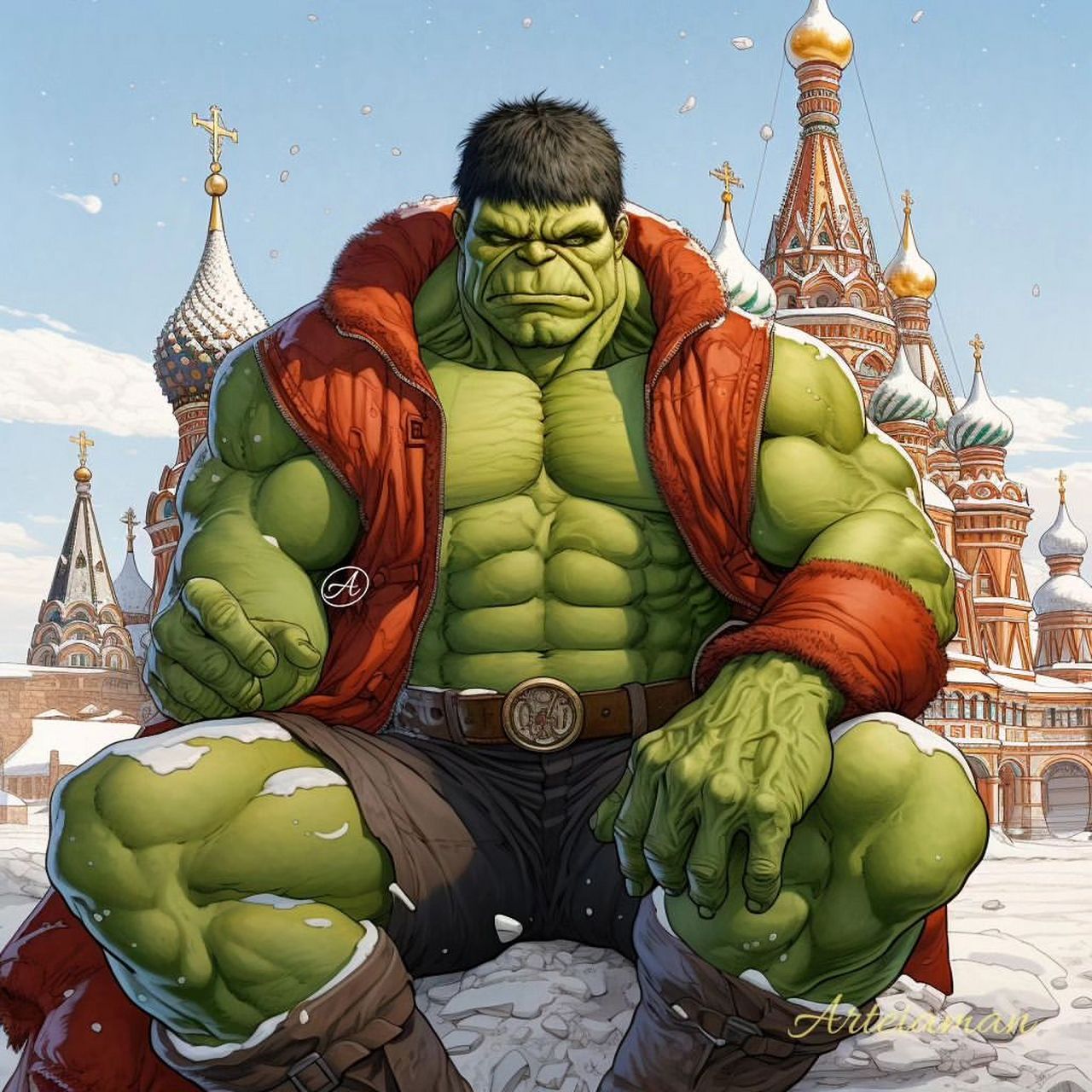 俄国大兵版绿巨人,ai作画#ai共创计划