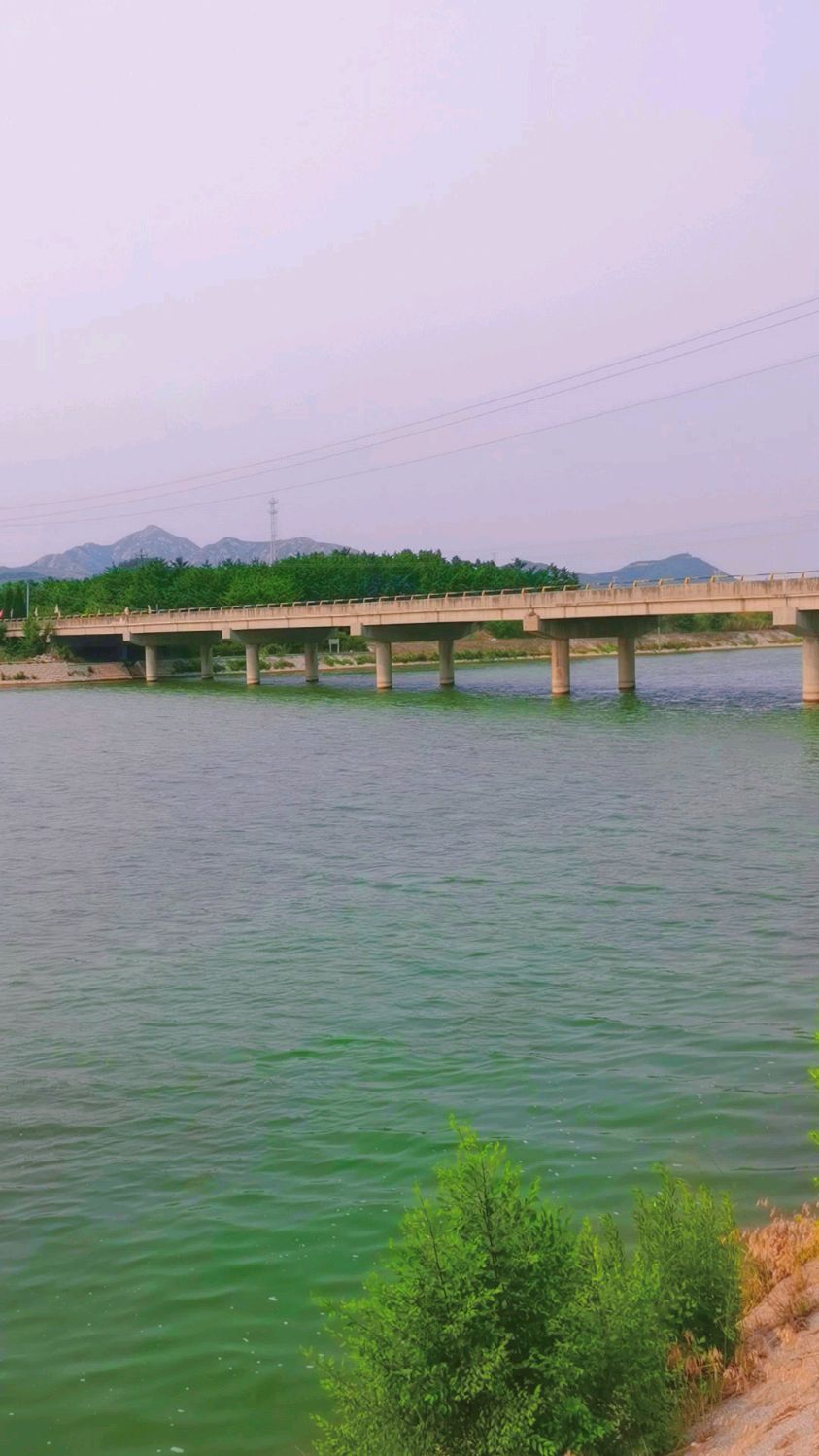近观夹河,远眺巫山,烟台市福山区回里镇的谭家庄大桥是一处不错的风光
