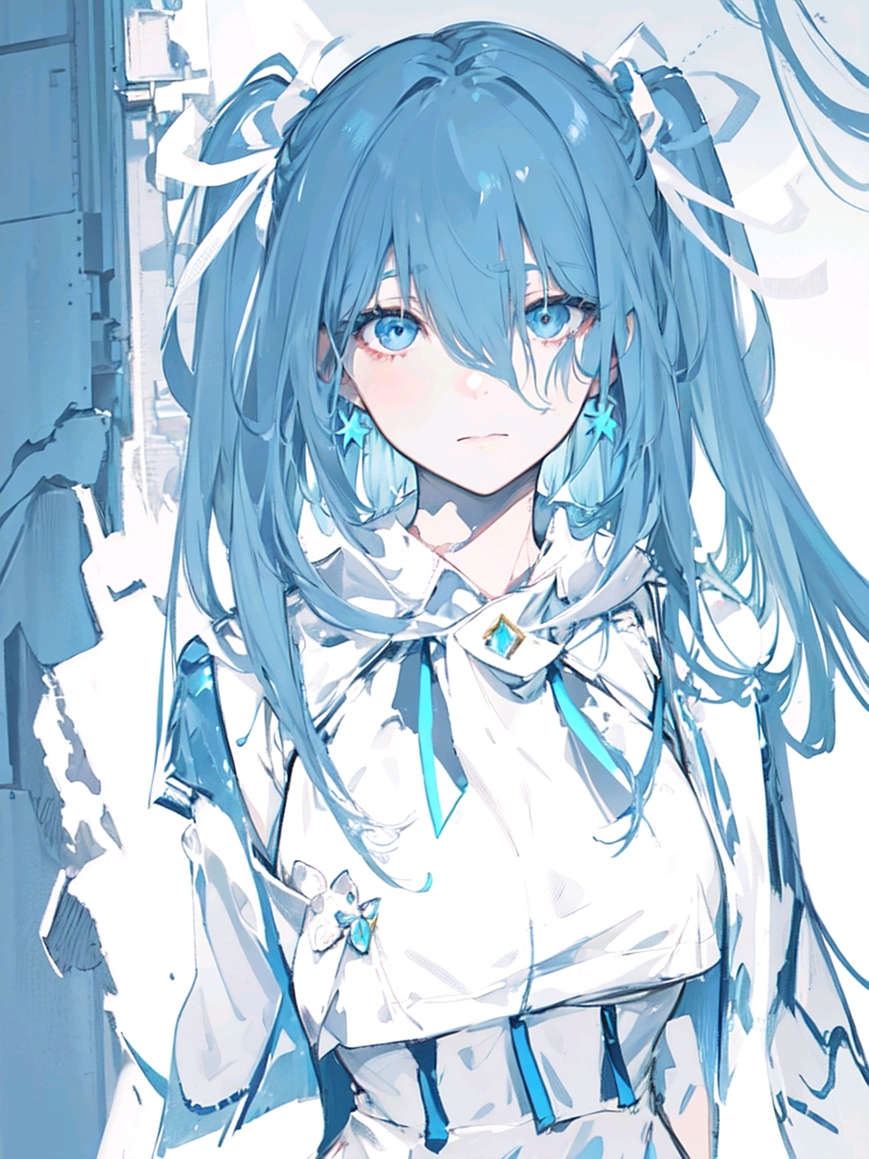 蓝发美少女#ai绘画# #动漫# #二次元美图