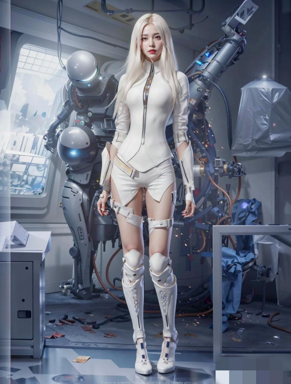 ai美女机械修理师,未来感十足.