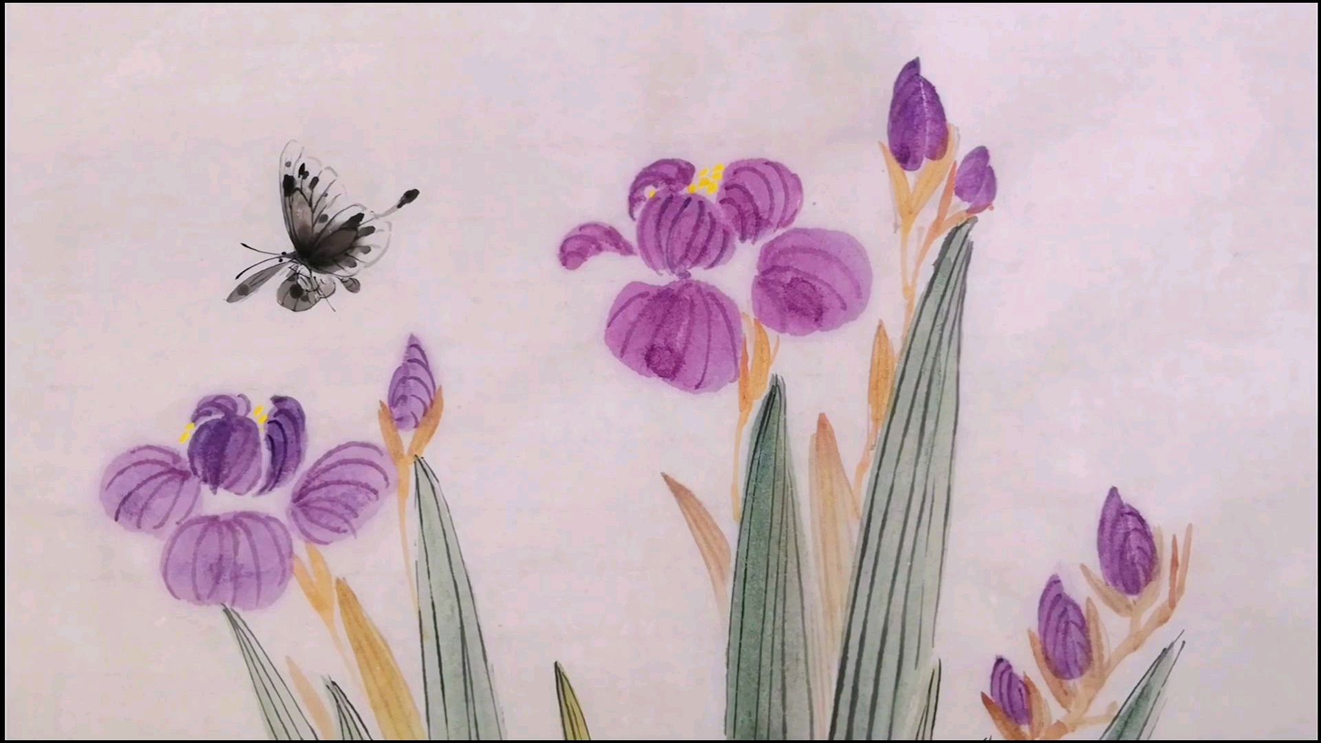 国画:端午节画一幅蝶恋花,笔法清晰易学,在家就可以学