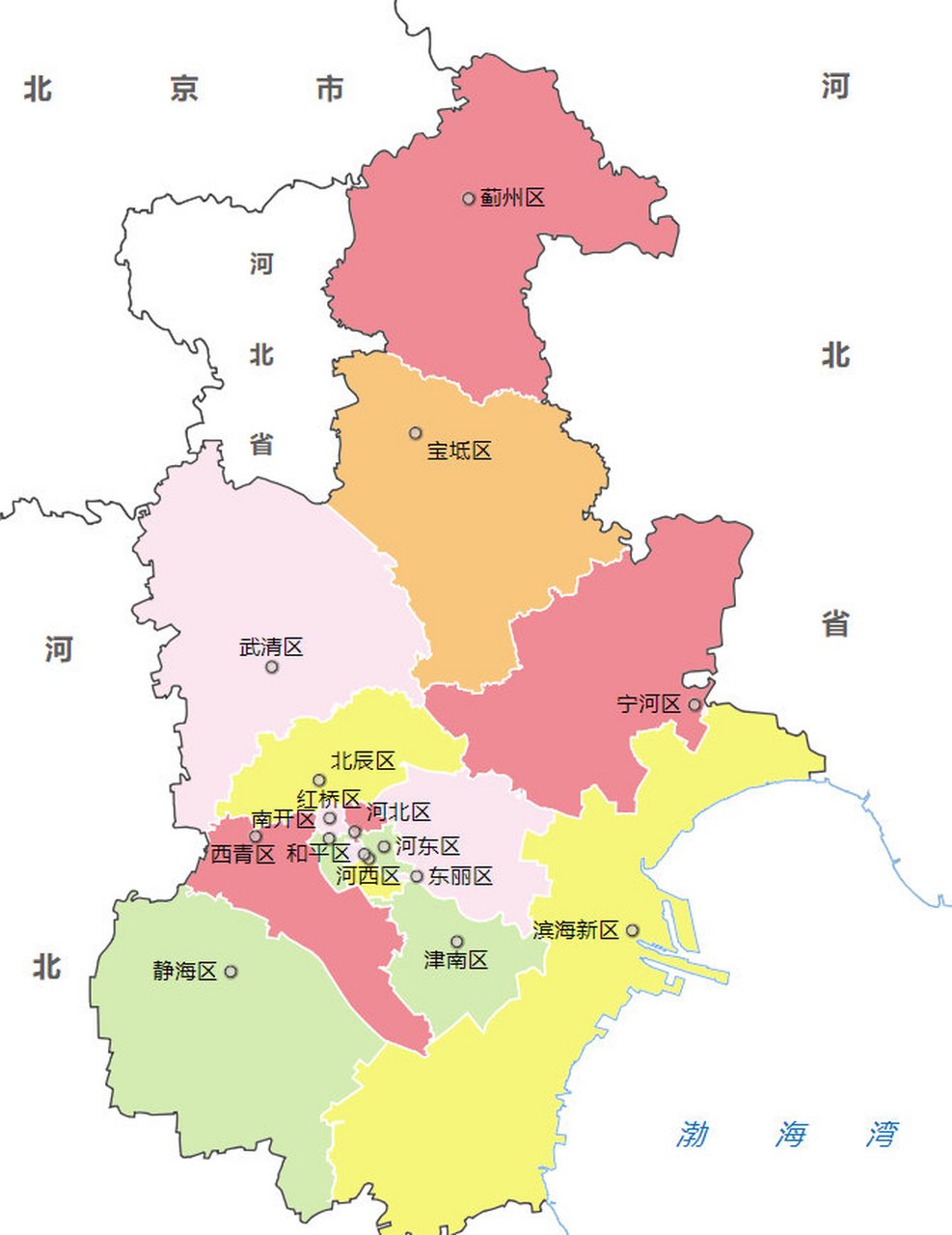 天津是一座历史悠久的城市,因其的地理位置不同,各个区的名字也有着不