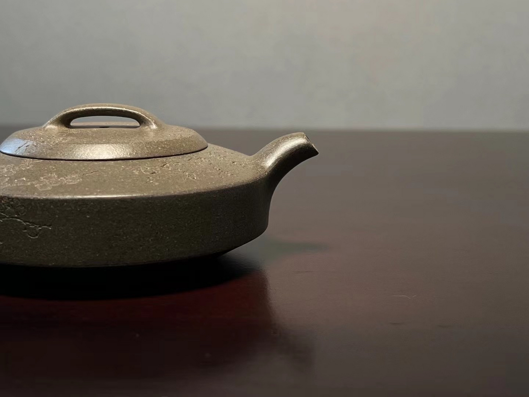 黄敏洪,扁石(刻绘款 松华青段泥#全手工#紫砂壶