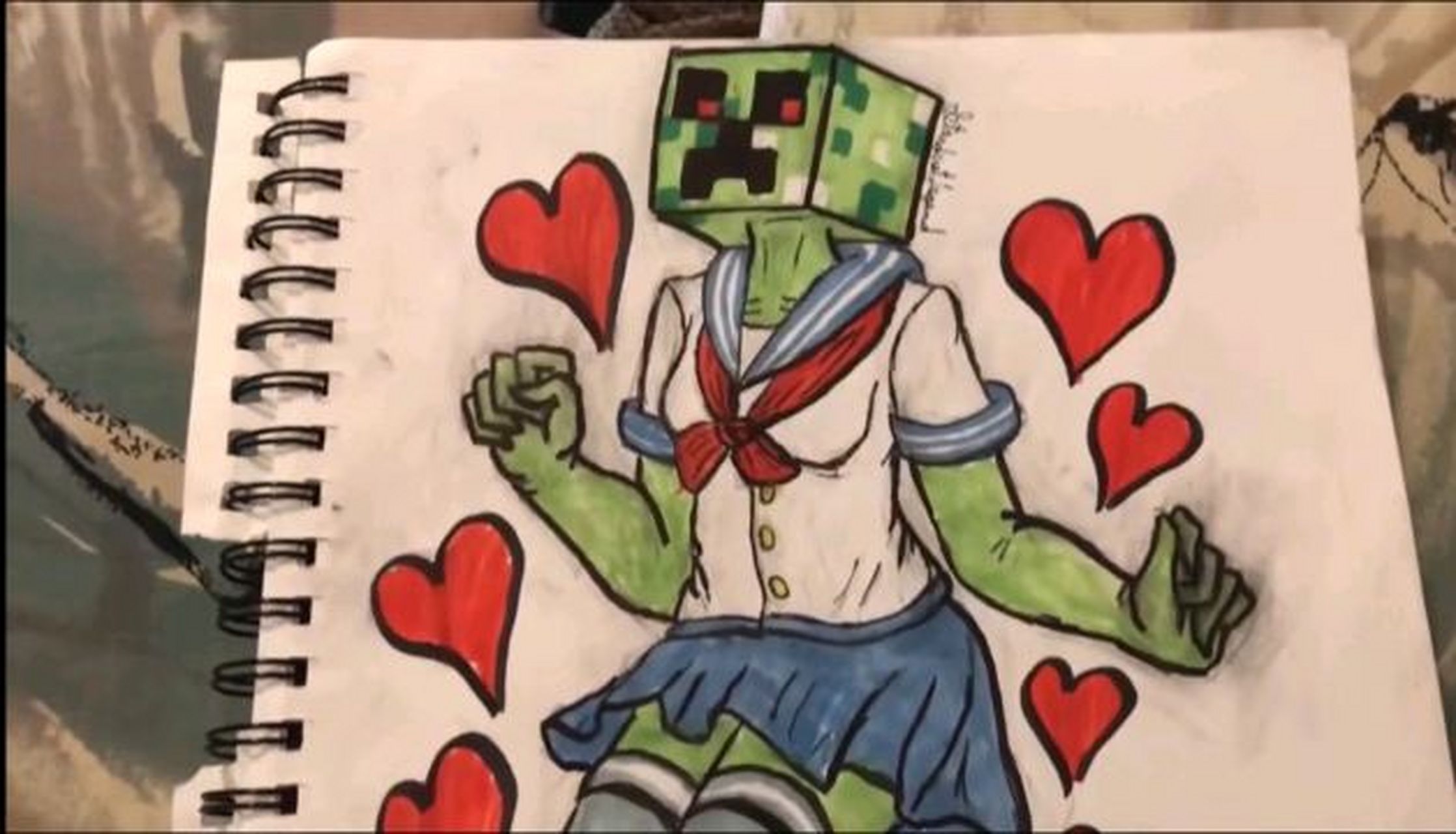 在表情上也很独特,一眼可以看出这是mc当中的苦力怕