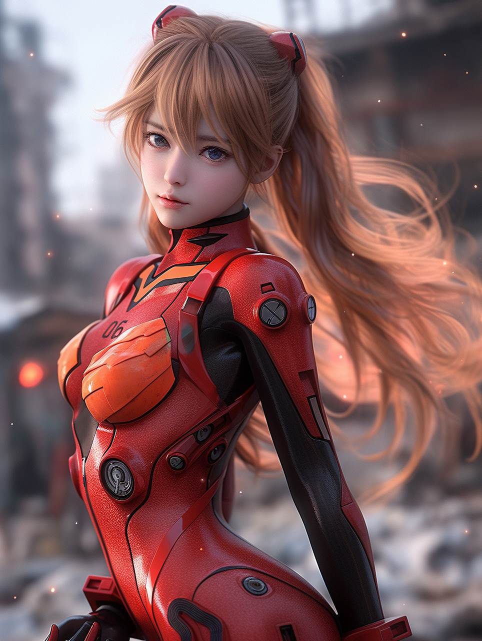明日香—-新世纪福音战士, ai二次生成3 d效果,满满的的回忆么?