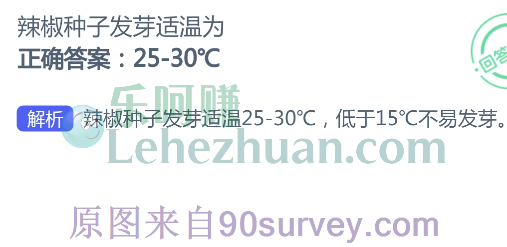 辣椒种子发芽适温为?正确答案:25-30℃ 辣椒种子发芽适温为?正确答案:25-30℃