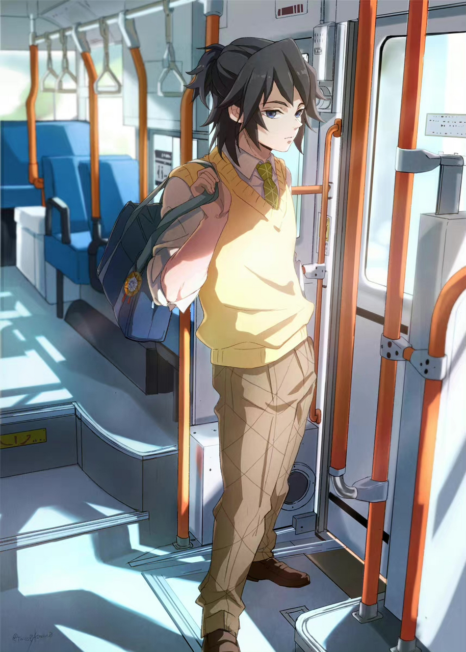 鬼灭之刃# 鬼灭之刃 现代装的富冈义勇