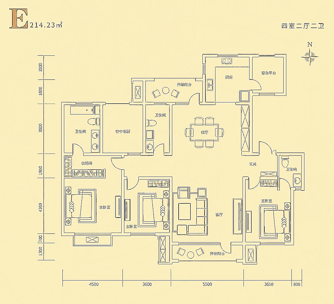 214平米居家户型