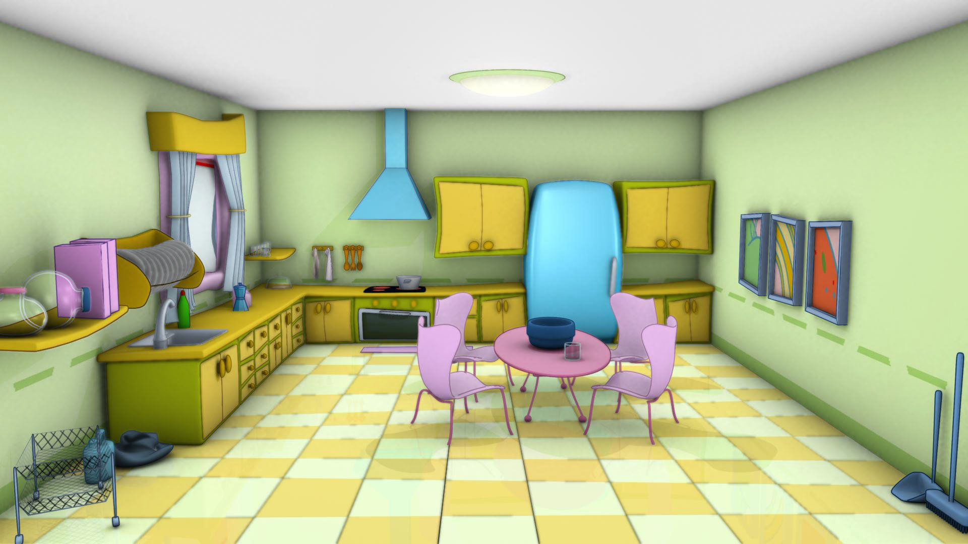 可爱卡通厨房设计图片