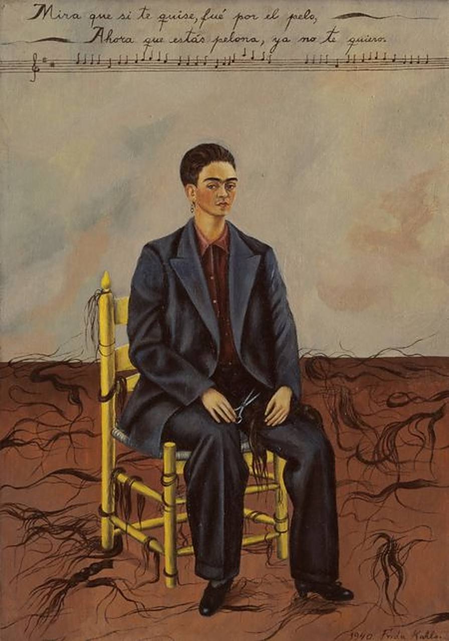 self portrait with cropped hair短发自画像 弗里达·卡罗 frida