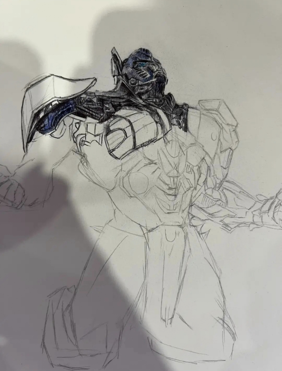 网友纯手画变形金刚"擎天柱"