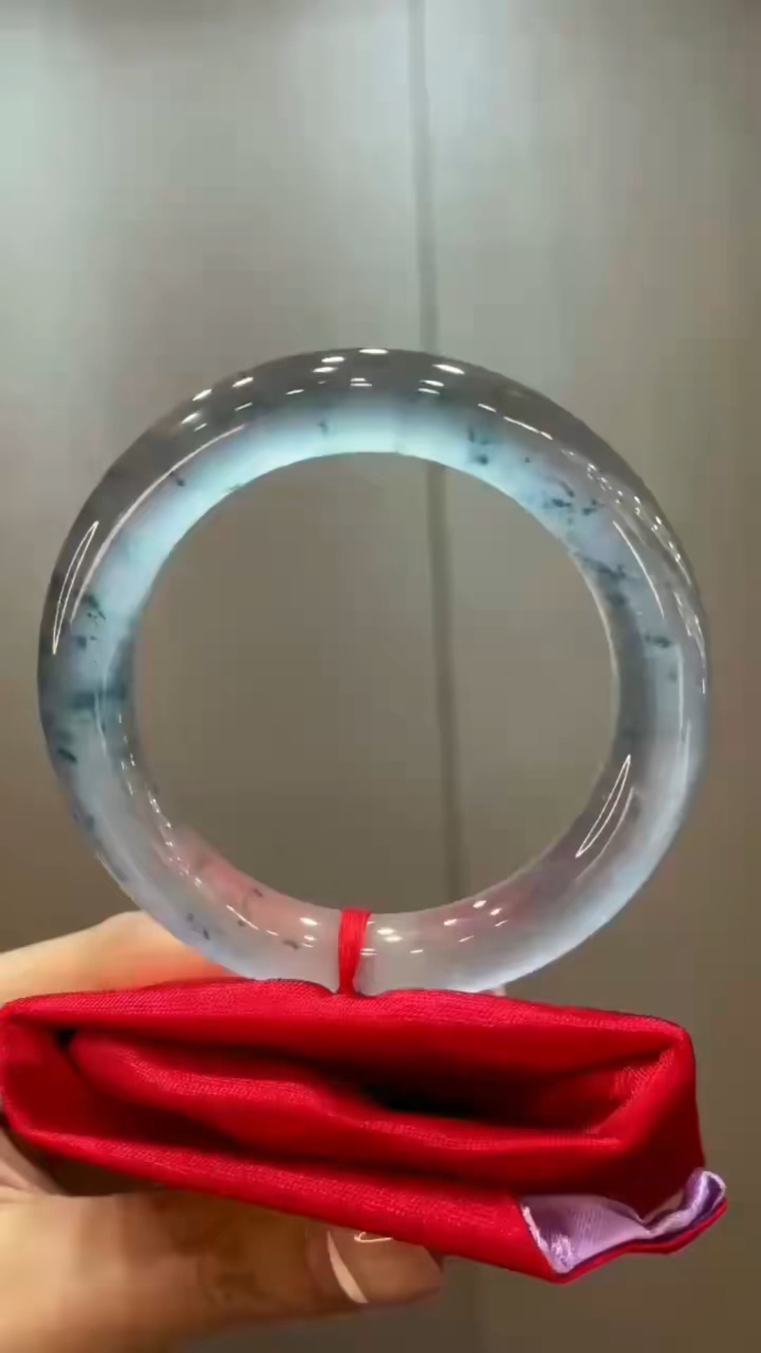 毕业款高冰玻底飘蓝花手镯分享!