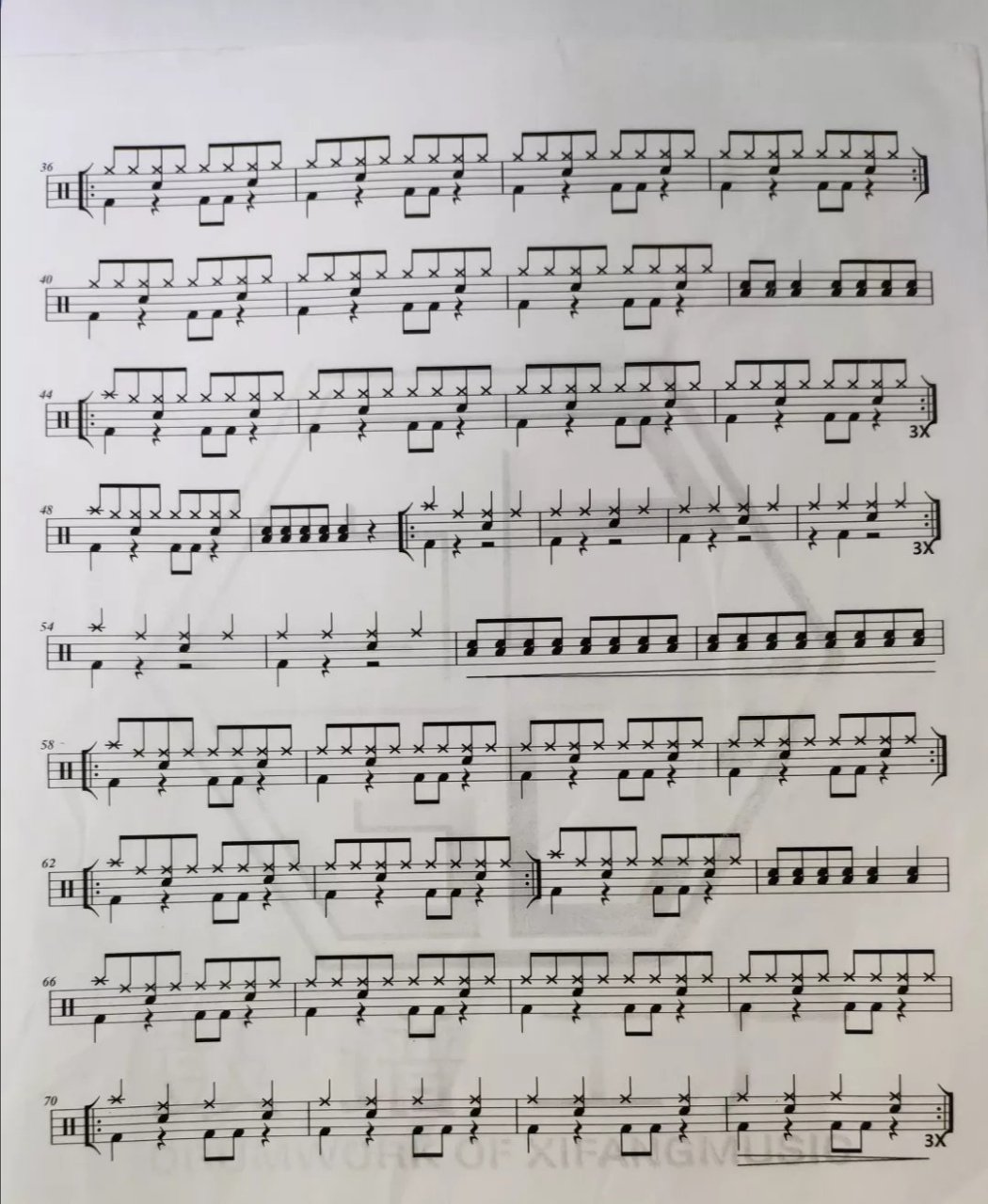 免费分享架子鼓谱.李荣浩:李白.关注收藏