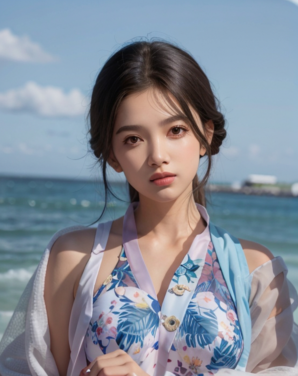 碎花泳衣美女艺术照