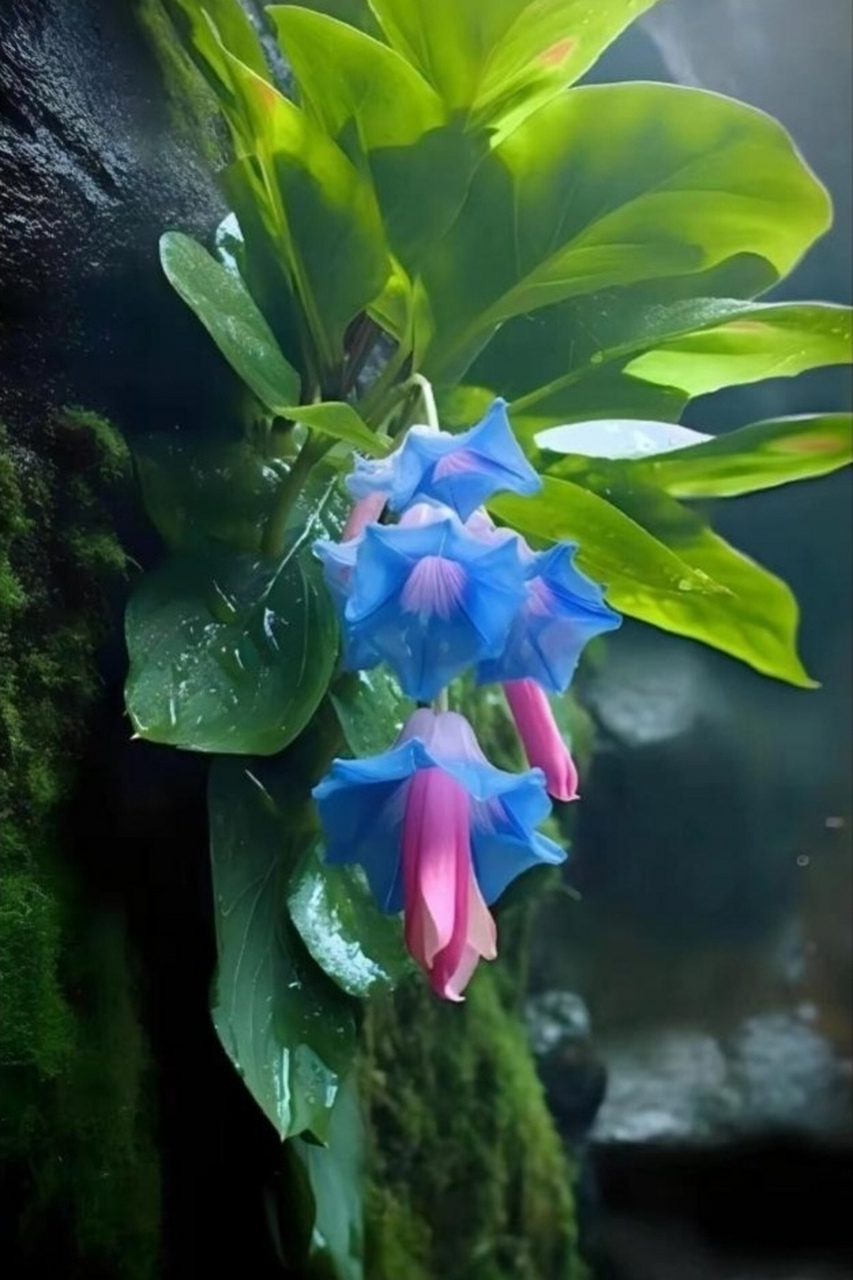 分享图片:自然界的奇花异草  图片依次为:独蒜兰,鸢尾,麝香百合和倒挂