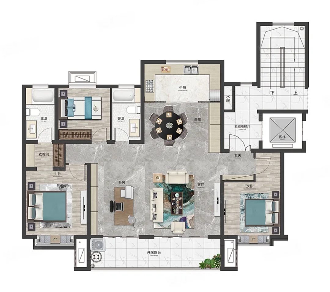 148平米的居家小平层户型,客厅超乎想象!
