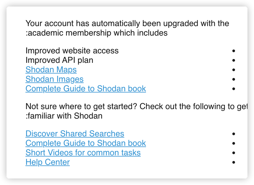 shodan用edu邮箱注册即可获取edu版本