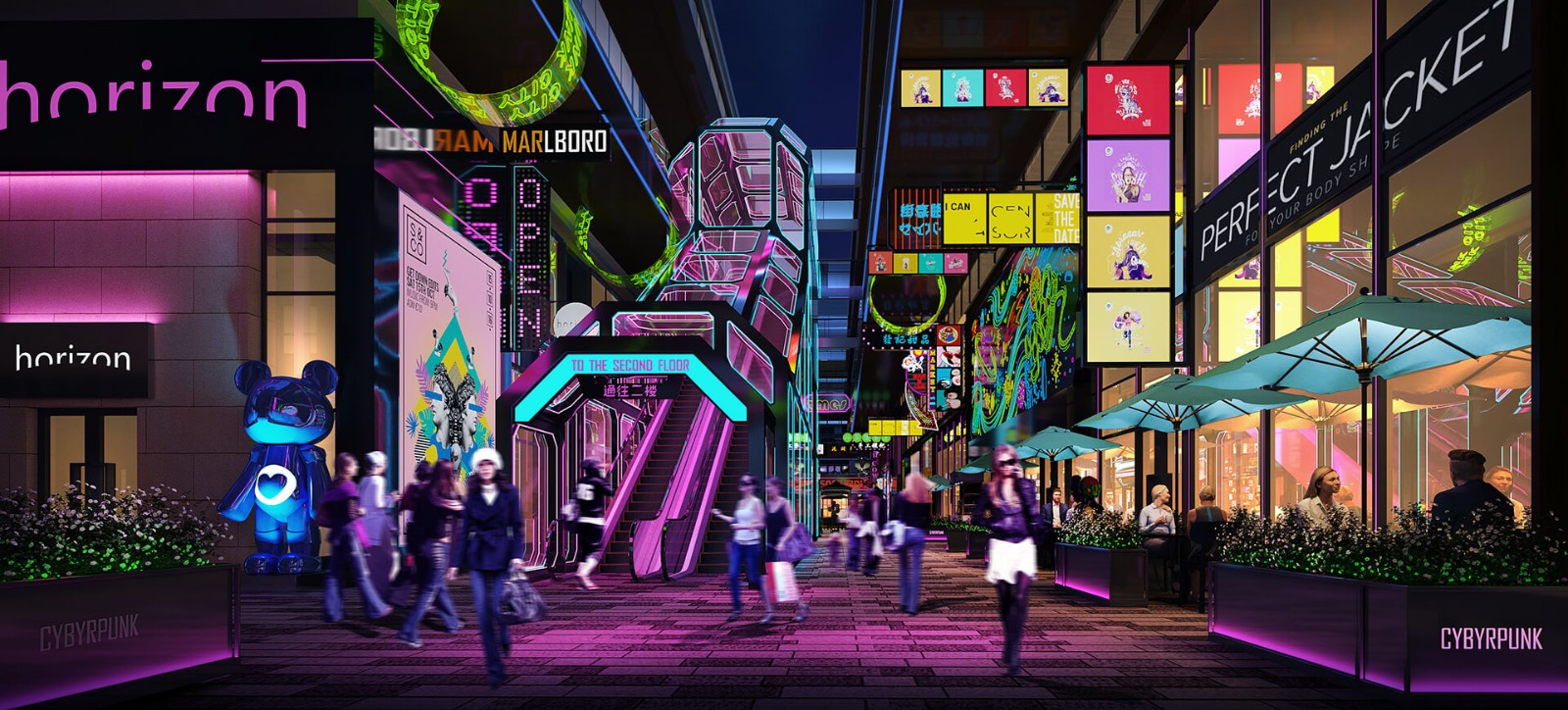 沈阳创意街区空间设计案例分享,你没看过的赛博朋克风街区设计