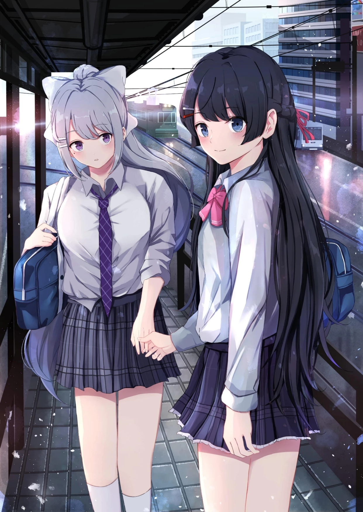 二次元#清新画风姐妹花插画壁纸