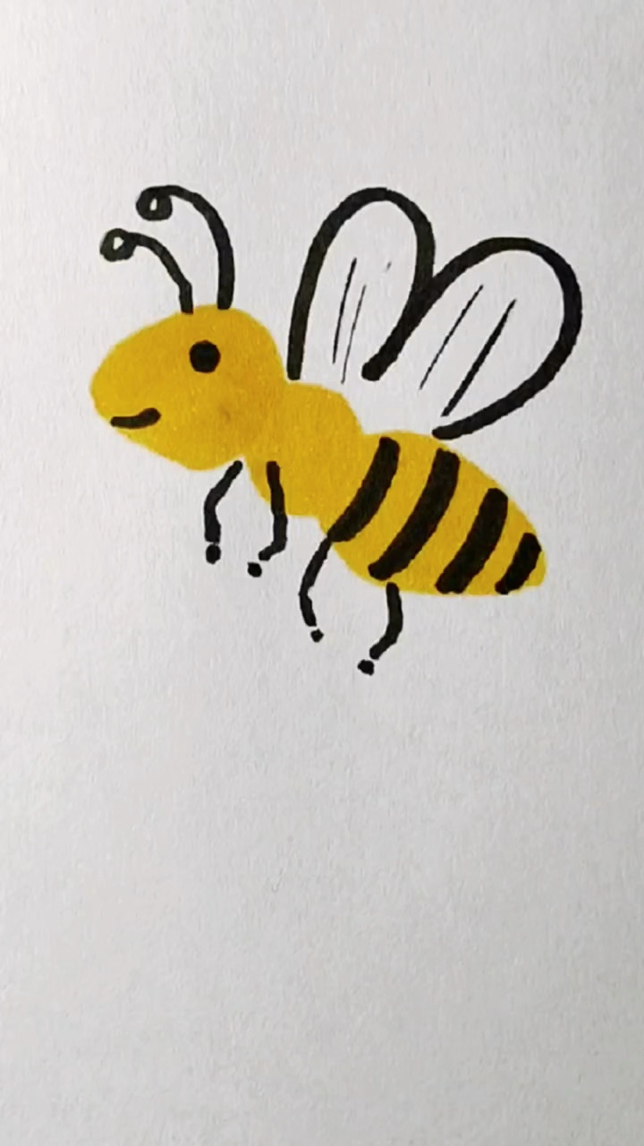 教你用马克笔画小蜜蜂,有趣的创意简笔画,零基础学画画!