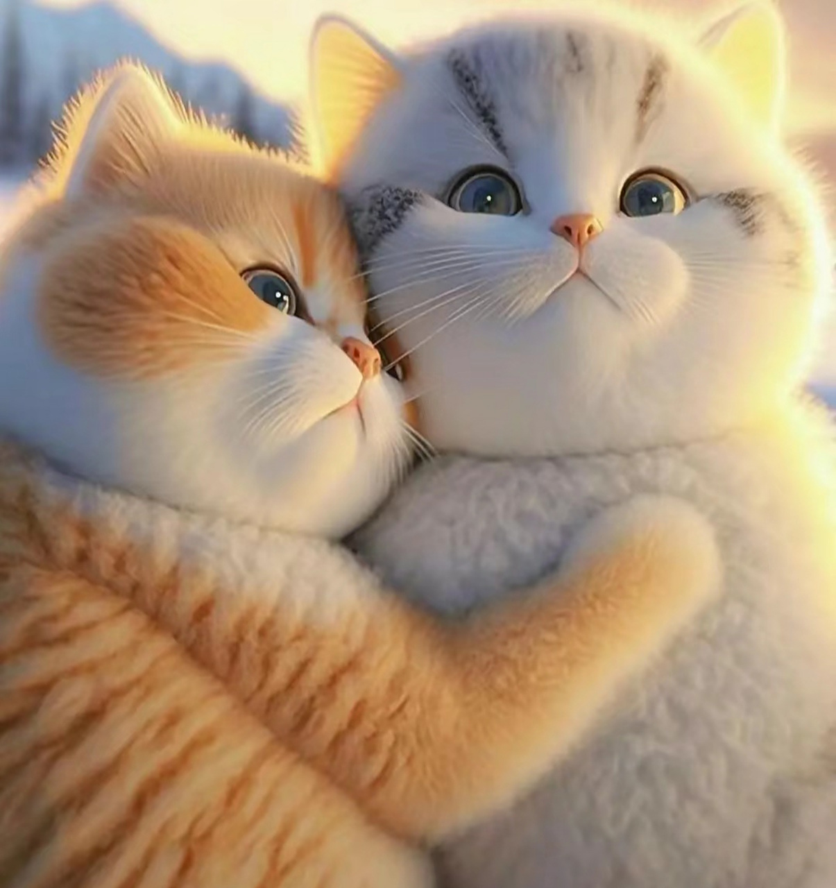 彼此温暖的抱抱  可爱的猫咪