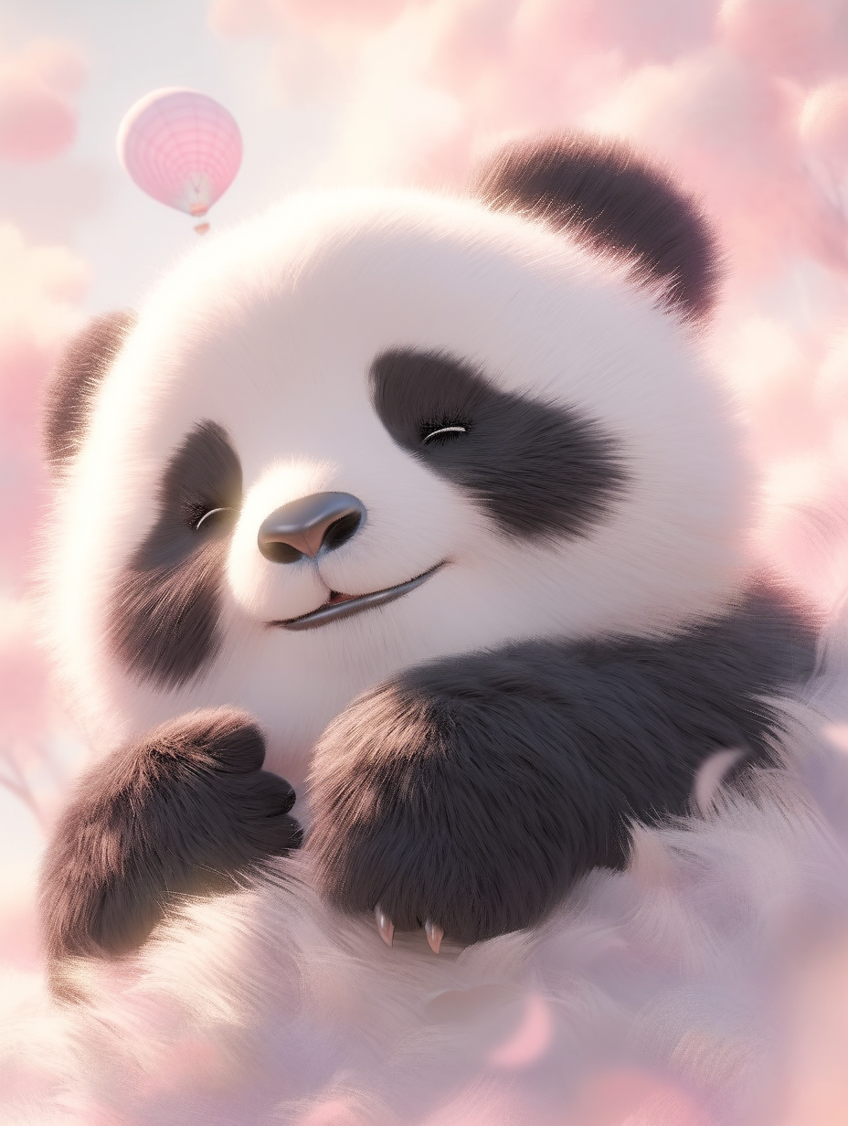 可爱花丛里的大熊猫玩耍头像壁纸背景图