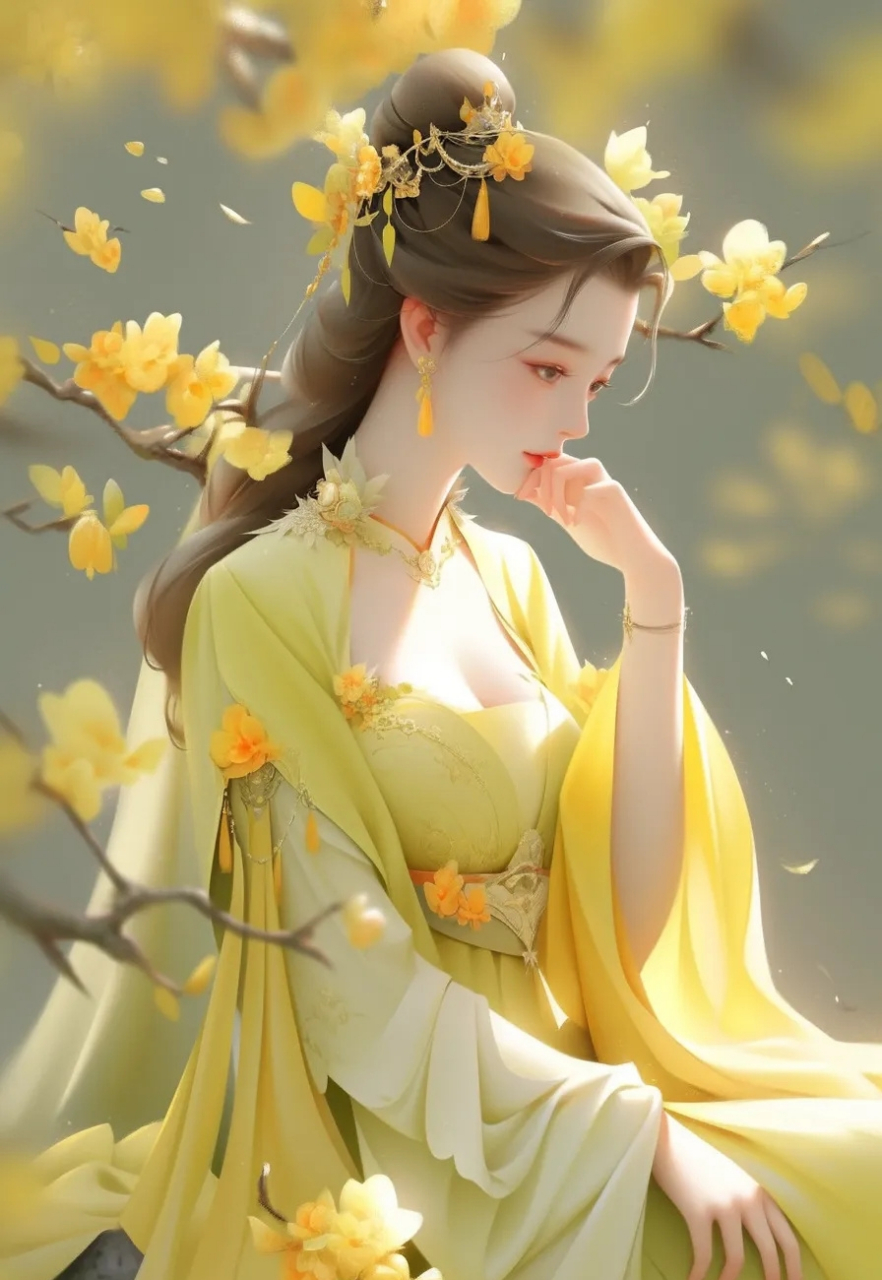 古风清雅黄衣系美人头像