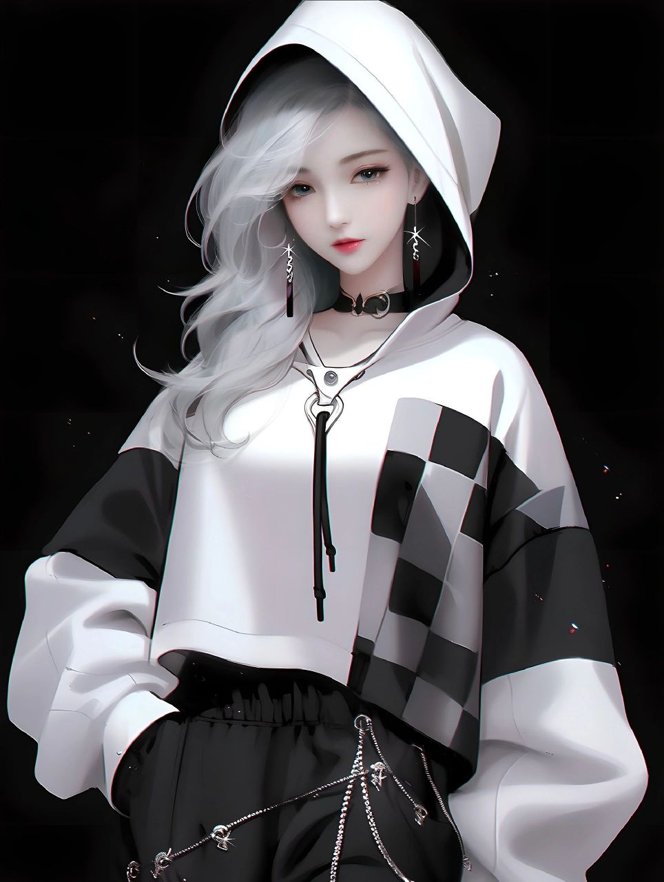 女生头像:好看的黑白色搭配,完美!#头像# #微信头像