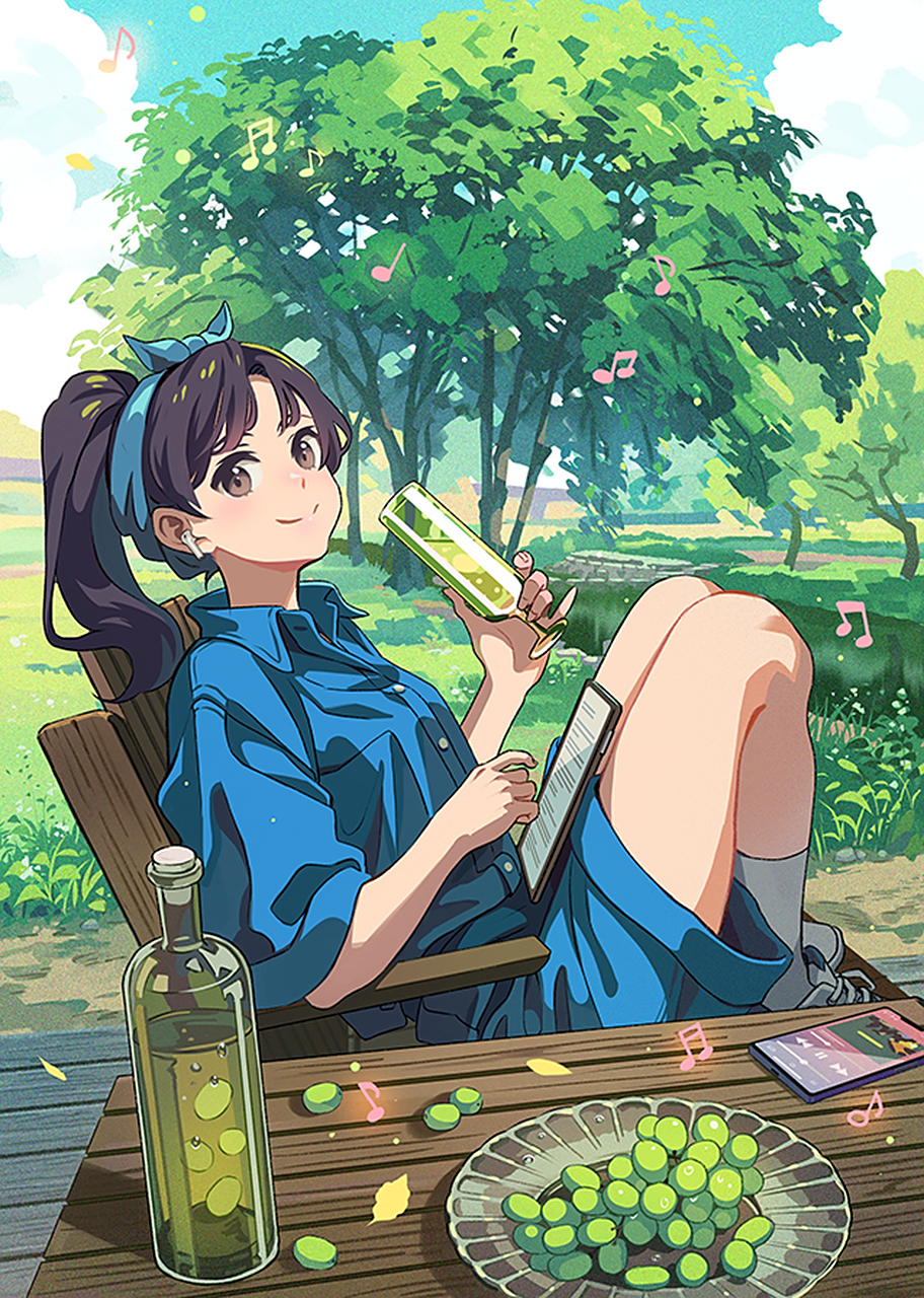 听歌,看书,品酒,吹吹风,悠闲自在的生活#二次元#  画师:bf.