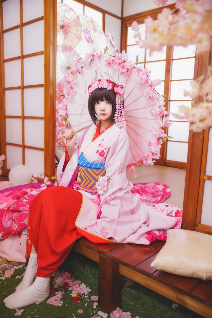 罗莉风COS 桜桃喵 – 加藤惠系列之粉色和服 [23P/368MB]的插图2