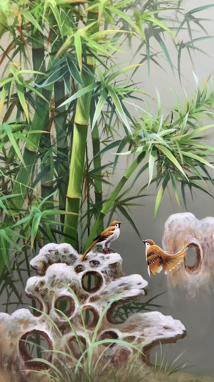 【名家推荐】蒋国虎油画作品《竹报平安.节节高》-度小视