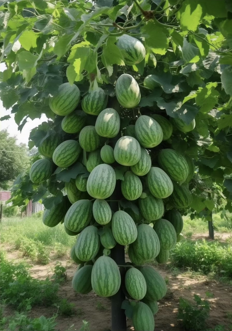 原来西瓜长在树上的[左捂脸]