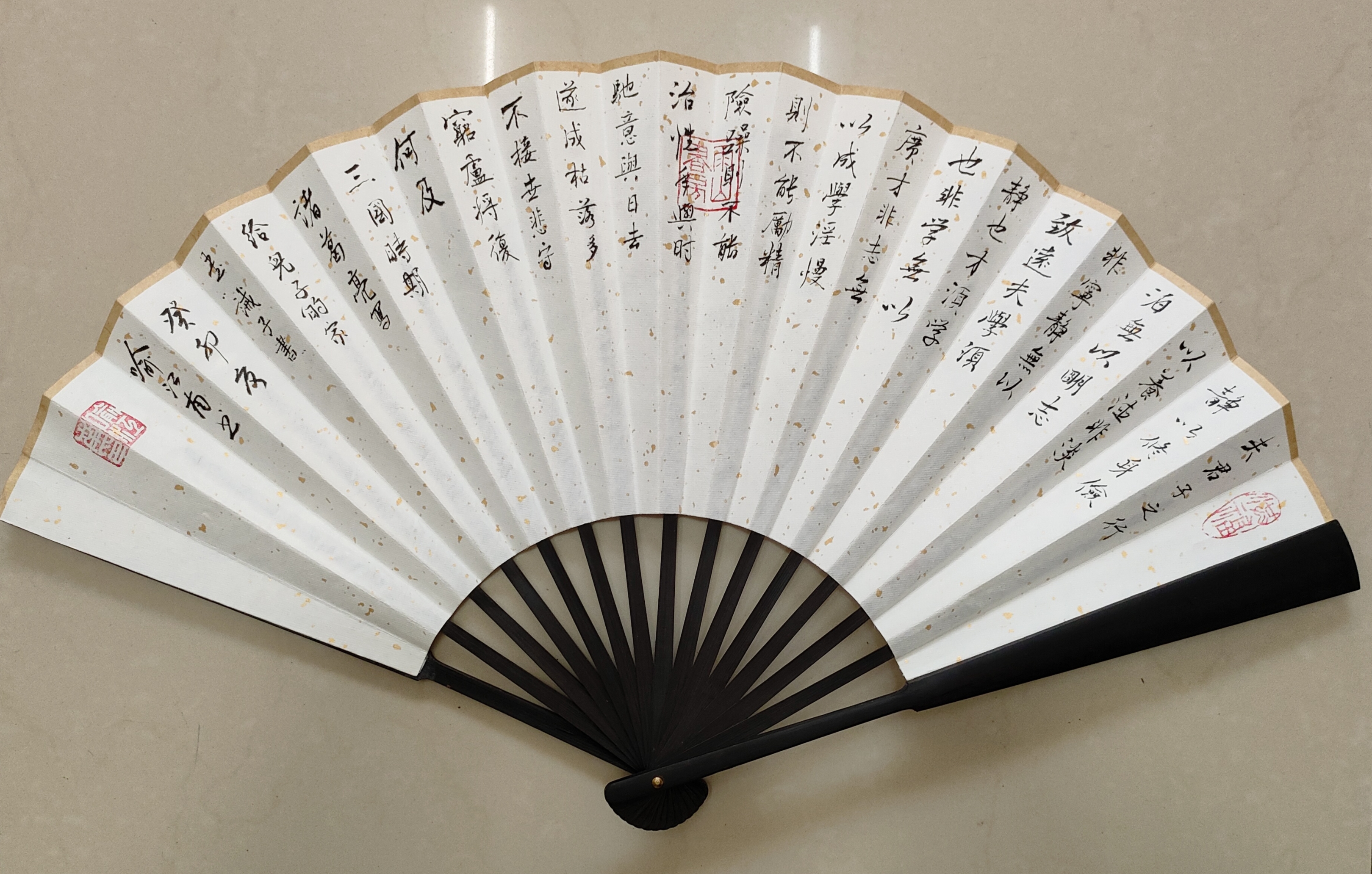 喻江南老师折扇书法