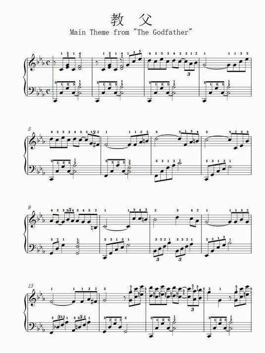教父 the godfather 2页 降e钢琴谱简谱五线