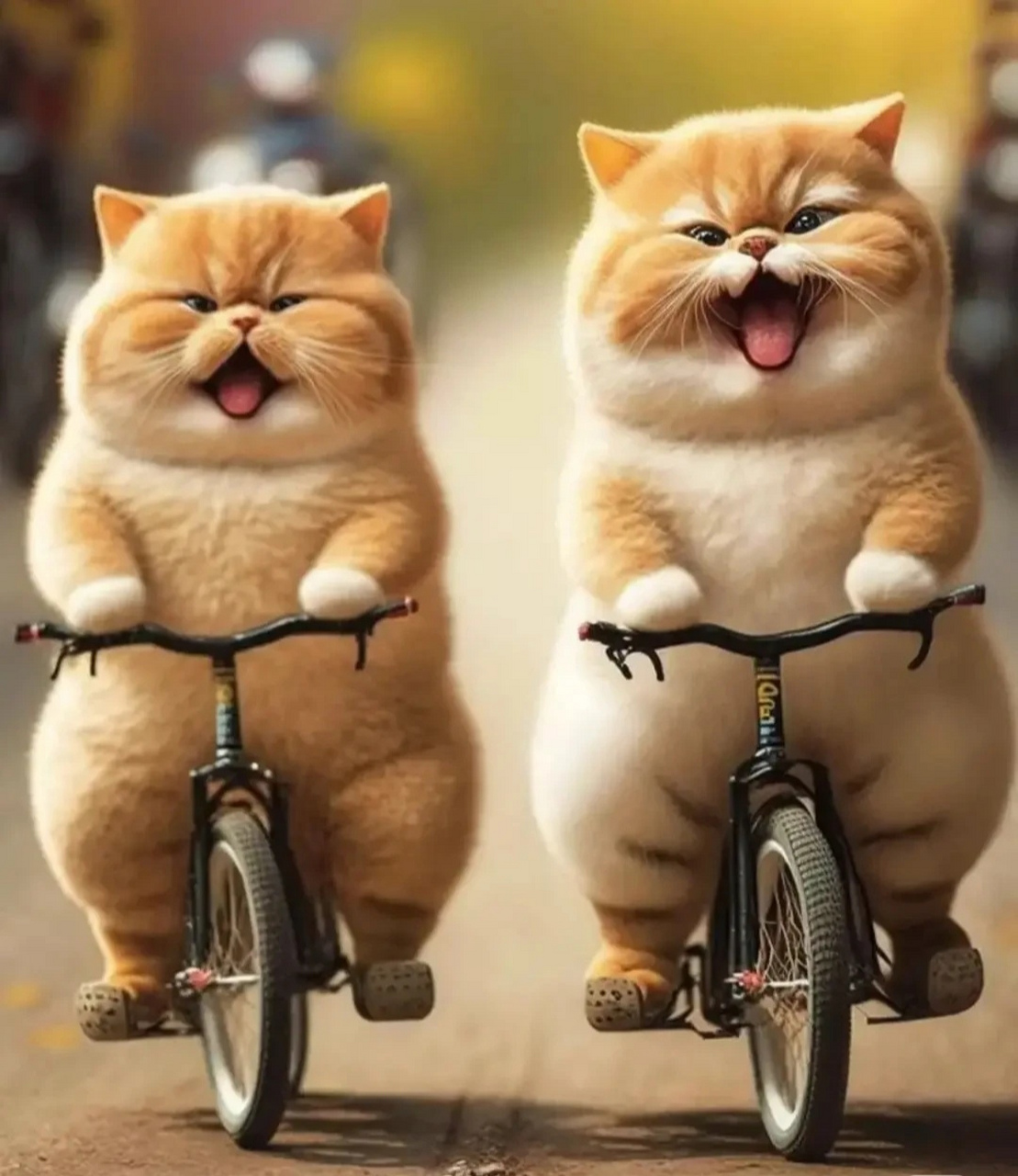 会骑自行车的肥橘猫   是不是特可爱