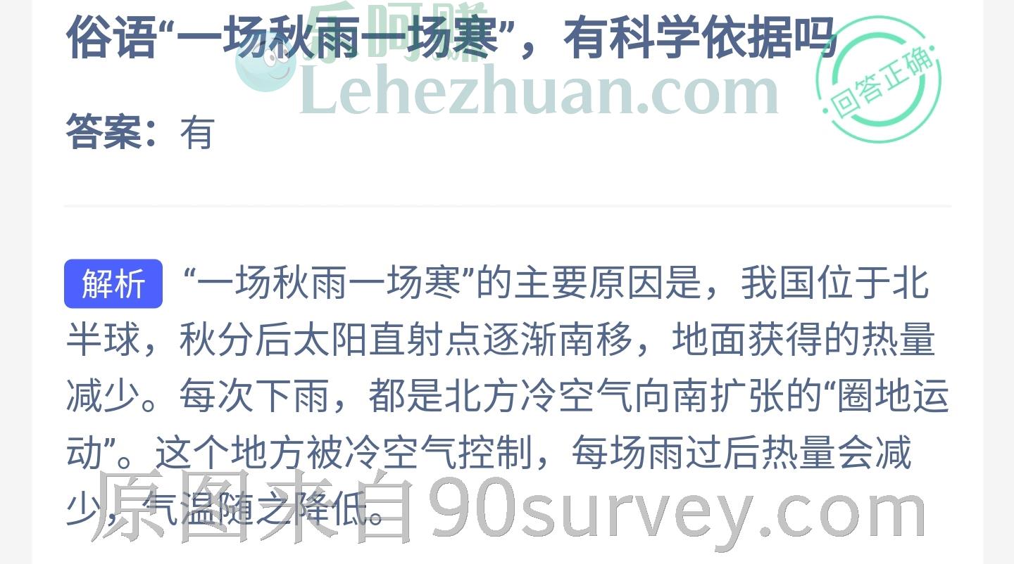 俗语"一场秋雨一场寒"有科学依据吗?答案:有 俗语"一场秋雨一场寒"有科学依据吗?答案:有