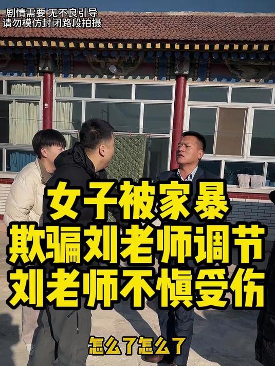 女子被家暴,欺骗刘老师调节,刘老师不慎受伤