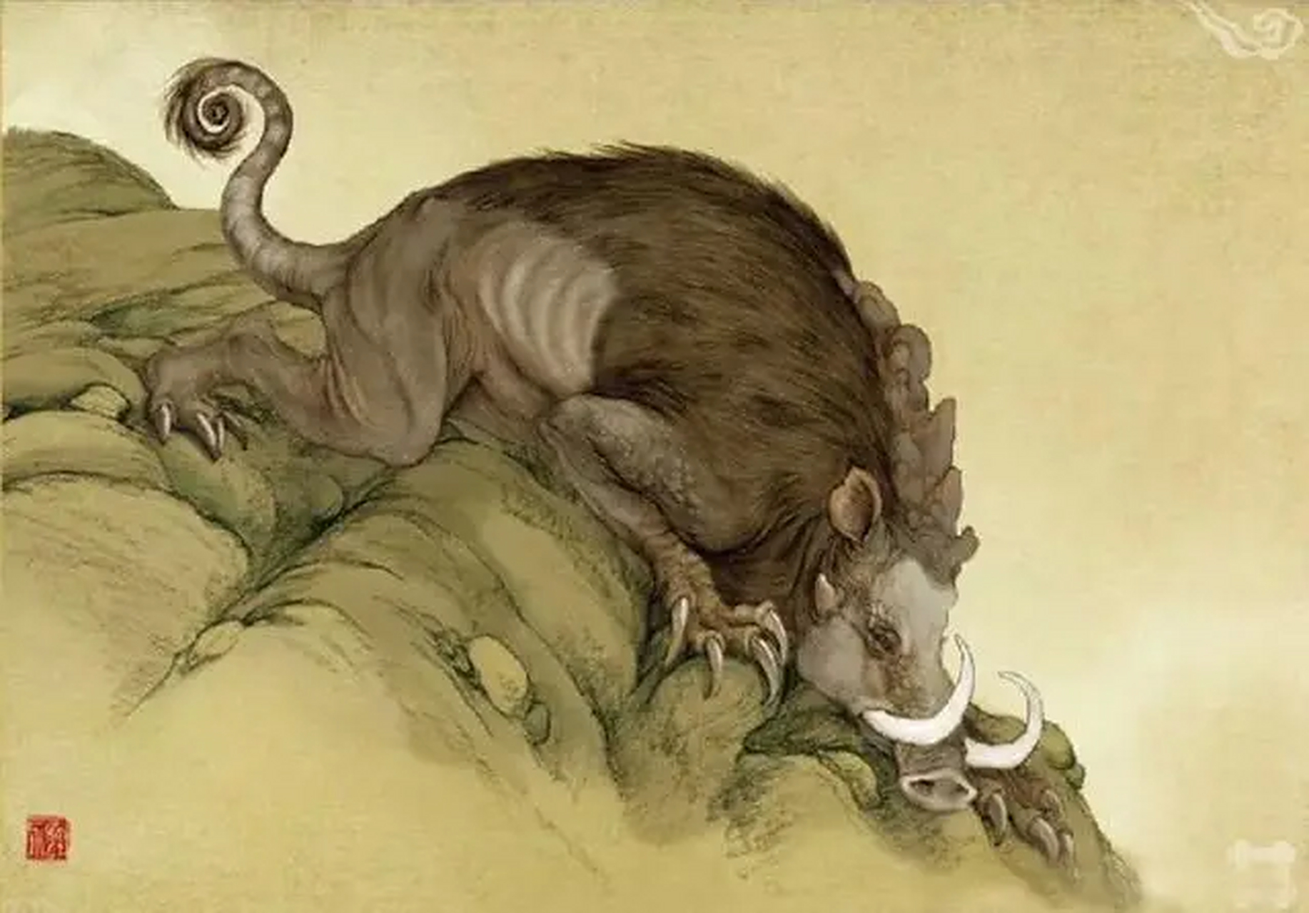 见到它的地方,地面多起伏,所以猜测狸力善于挖土.#山海经