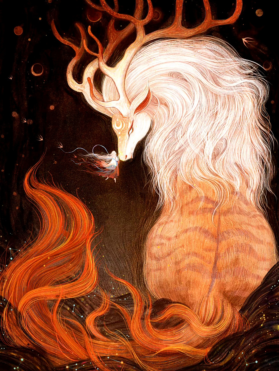 画师舍溪神话系列绘画作品欣赏,展现了山海经中的故事.