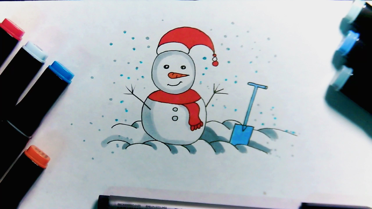 简笔画儿童画大全50.手绘雪人小场景,手抄报常用元素