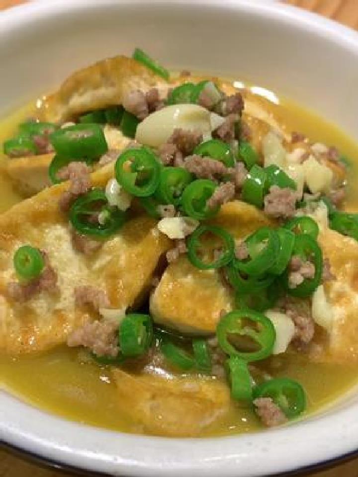 青椒肉沫煎豆腐