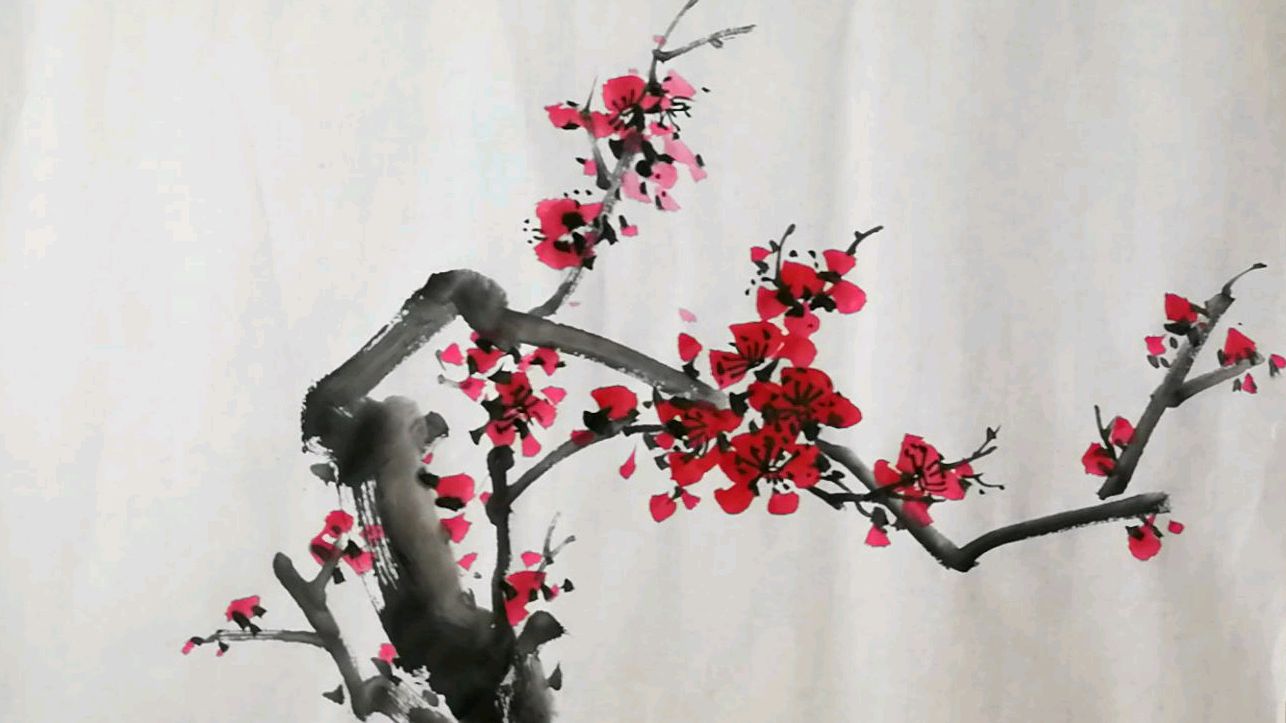 2.1.6梅花组合画法,梅花,花卉,花鸟鱼虫,国画快速入门