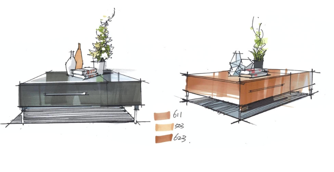 快速家具陈设马克笔表达解析(茶几)