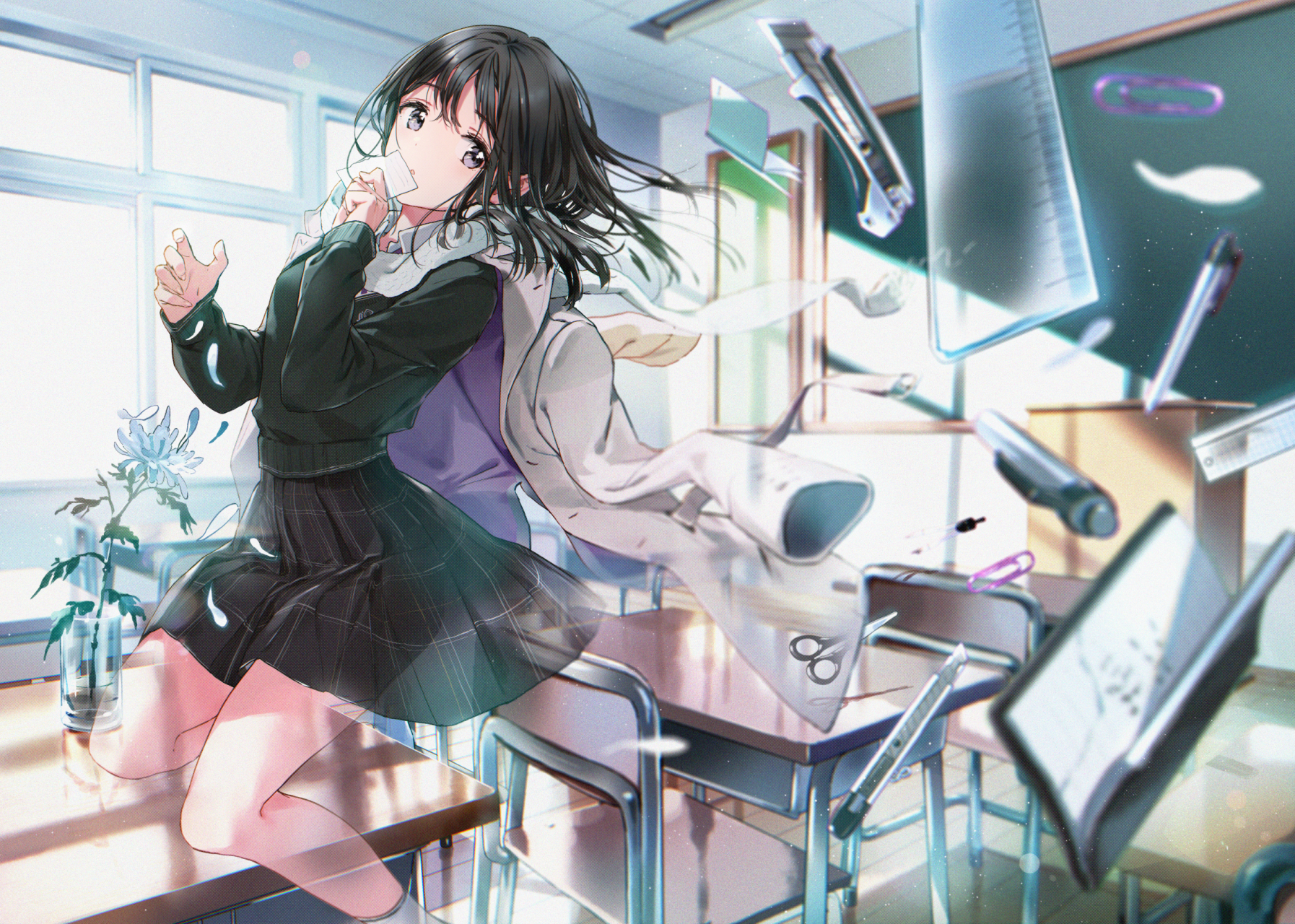 游荡在教室中的幽灵#二次元#  画师:tiv