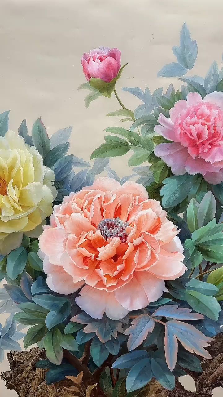 原创精品油画牡丹作品