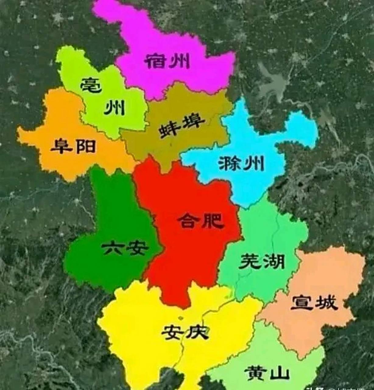 安徽省行政区划示意图