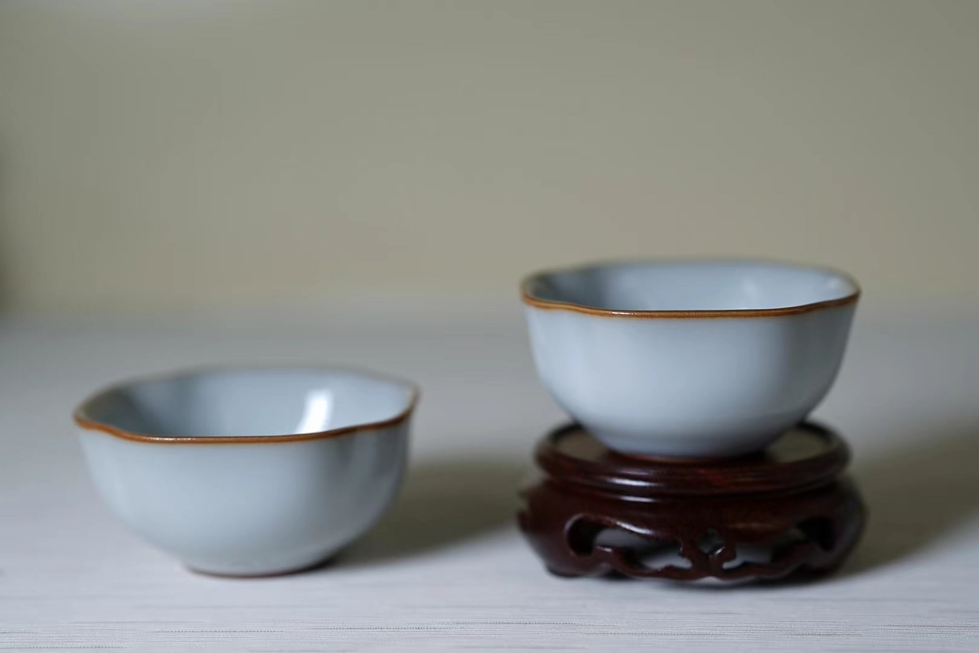 晓芳窑# 晓芳窑汝窑天青釉四方杯