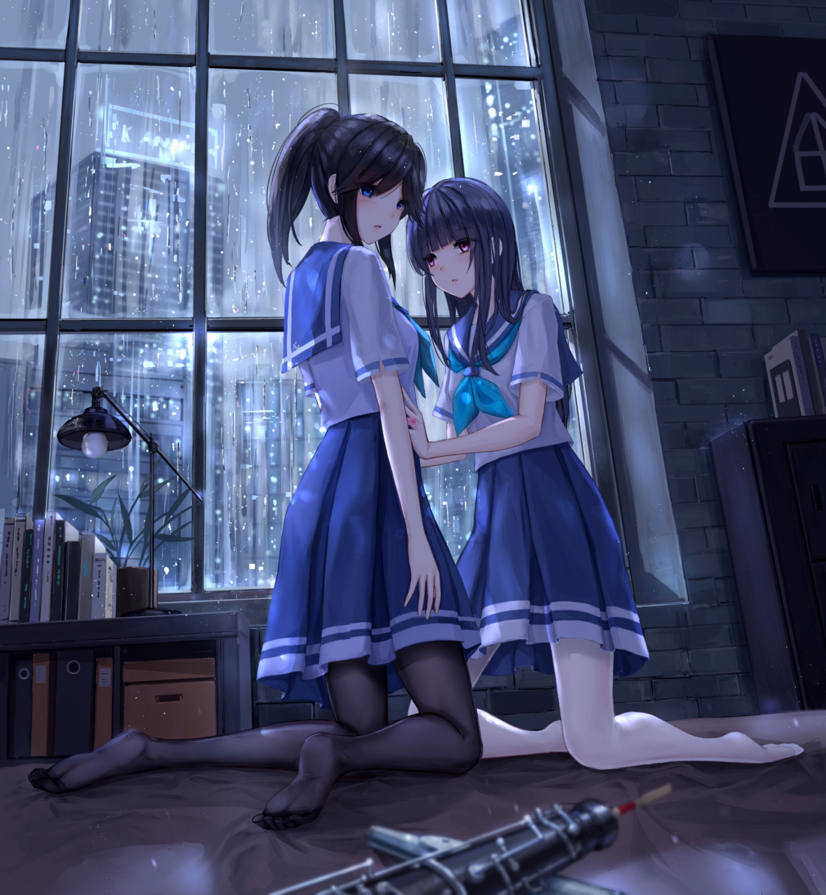 水手服少女:黑丝伞木希美x白丝铠冢霙[打call][打call][打call] 画师